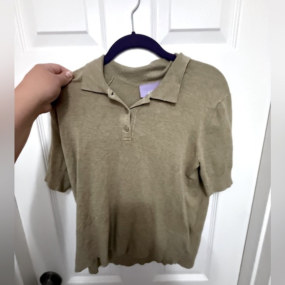 New Without Tags! JJXX olive colour polo blouse and top - Picture 1 of 3